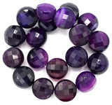 Approx. 7.25" Strand 10mm Faceted Agate Coin Beads, Purple