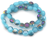 Approx. 7.5" Strand 6x4mm Crystal Faceted Coin Beads, Jade Blue/Peacock