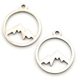 2pc 14x12mm Stainless Steel Laser-Cut Mountain Charms