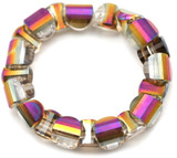 20pc 6x5mm Crystal Faceted Half-Cylinder Dome Beads, Slate Vitrail