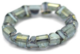 20pc 6x5mm Crystal Faceted Half-Cylinder Dome Beads, Slate/Green Iris