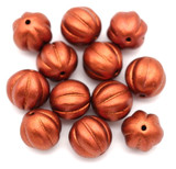 12pc 8mm Czech Pressed Glass Fluted Melon Beads, Bronze Fire Red