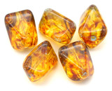 5pc 14x11mm Czech Pressed Glass Trapezoid Beads, Crystal/Picasso/Topaz Spatter 