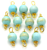 10pc Mountain Jade (Dyed) Dolomite Links, Sky Blue/Gold