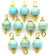 10pc Mountain Jade (Dyed) Dolomite Links, Sky Blue/Gold