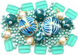 Teal GRAB BAG w/Hand-Painted Glass, Freshwater Pearl, & Czech Glass Beads