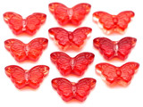 10pc 8x15mm Glass Butterfly Beads, Crystal/Red