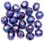 20pc 6mm Czech Fire-Polished Glass Faceted Round Beads, Crystal Nebula