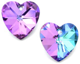 2pc 18mm Crystal Heart Drops, Foil-Backed Vitrail Light