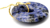 30mm Blue Spot Jasper Donut Pendant w/Stainless Steel Serpentine Bail