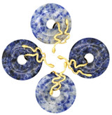 30mm Blue Spot Jasper Donut Pendant w/Stainless Steel Serpentine Bail