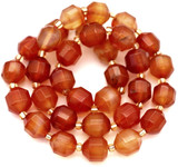 14.5" Strand 10x9mm Art Deco Cut Faceted Carnelian Beads (Dyed/Heated)