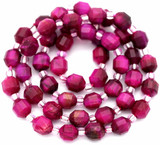 Approx. 14.5" Strand 6mm Pink Tigereye (Dyed, Heated) Art Deco-Cut Faceted Prism Beads