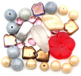 CZECH SECONDS SALE: 30-Gram Bag of Czech Pressed Glass Job Lot Beads, Beige Multi Mix
