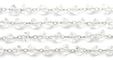 1 Meter 4x3mm Beaded Crystal Chain with Platinum-Plated Brass