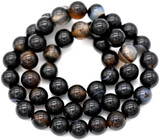 Approx. 15” Strand 8mm Black Agate (Dyed/Heated) Round Beads