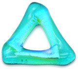 Approx. 40mm Dichroic Glass Triangle Donut Pendant, Aqua/Blue