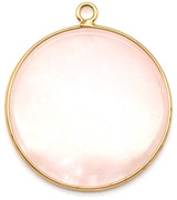 Approx. 35x31mm Rose Quartz Disc Pendant, Gold