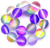Approx. 7.5" Strand 10mm Moonstone Glass Beads (Manmade), Matte Gray/Vitrail Purple