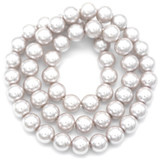 Approx. 15" Strand 8mm Glass Pearl Beads, Light Silver