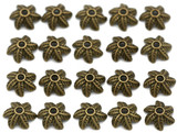 20pc 10mm 6-Point Leaf Swirl Bead Caps, Antique Bronze