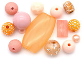 10 Grams- 5-28mm Mixed Peach-Pink Acrylic Beads