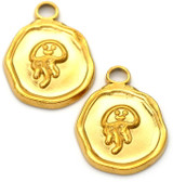 2pc 16x13mm Stainless Steel Jellyfish Charms, 18K Gold Plated