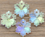 4pc 14mm Crystal Faceted Snowflake Drops, Crystal AB