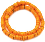 Approx. 15" Strand 6mm Freshwater Shell Heishe Disc Beads, Orange