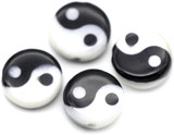 4pc 8mm Freshwater Shell Yin Yang Coin Beads