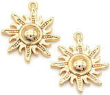 2pc 17.5x15.5mm 18k Gold-Plated Brass Sun Charms