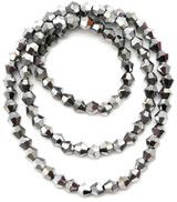 Approx. 13" Strand 4mm Crystal Bicone Beads, Metallic Silver