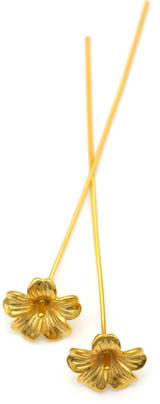 2pc 48x10mm 21-Gauge Brass Flower Headpins, Gold