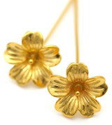 2pc 48x10mm 21-Gauge Brass Flower Headpins, Gold