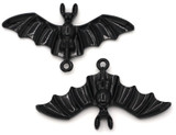 2pc 22x40mm Enameled Metal Bat Pendants, Black