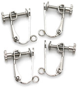 4pc (2 Pair) 16x14mm Stainless Steel Screw-On Clip Earring Findings