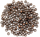 Approx. 2-Gram Bag (Over 100pcs) 2x1.2mm  Brass Crimp Beads, Antique Copper