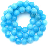 Approx 15" Strand 8mm Malaysia Jade (Dyed Quartz) Round Beads, Blue