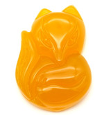 1pc Approx 30mm Yellow-Orange Chalcedony (Dyed/Heated) Carved Fox Pendant