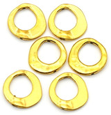 6pc 20x21mm  Wavy Flat Donut Bead Frame, Antique Gold