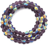 Approx. 13" Strand 4mm Crystal Faceted Bicone Beads, Matte Amethyst AB