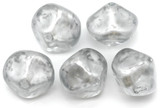 5pc 13mm Czech Pressed Glass Meteorite Beads, Crystal w/Silver Shimmer