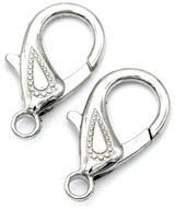 2pc 30x15mm Brass Jumbo Lobster Claw Clasp, Silver
