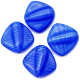 4pc Approx. 18x16mm Czech Pressed Glass Diamond-Ray Bead, Sapphire Silk