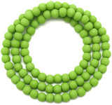 Approx. 15" Strand 4mm Glass Round Beads, Matte Lime