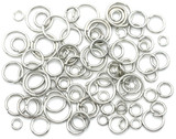 10 Gram Bag of Mixed 4-10mm Brass Jump Rings, Silver Finish