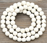 Approx. 15" Strand 6mm White Lava Stone Round Beads