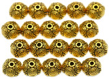 20pc 8mm Swirled Round Bead Caps, Antique Gold