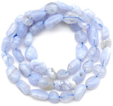 15.5" Strand Approx. 5-10mm Blue Lace Agate Pebble Beads