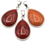 Approx. 30x19mm Red Jasper Teardrop Pendant, Silver